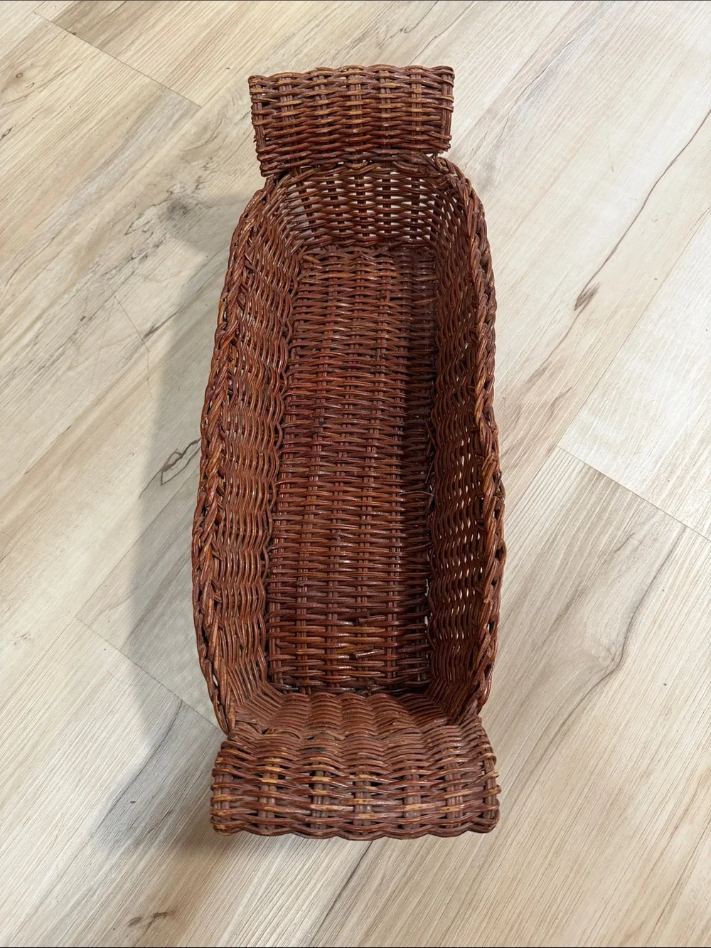 Vintage Wicker Basket Tray Long Rectangular Rustic Farmhouse Cottagecore Boho